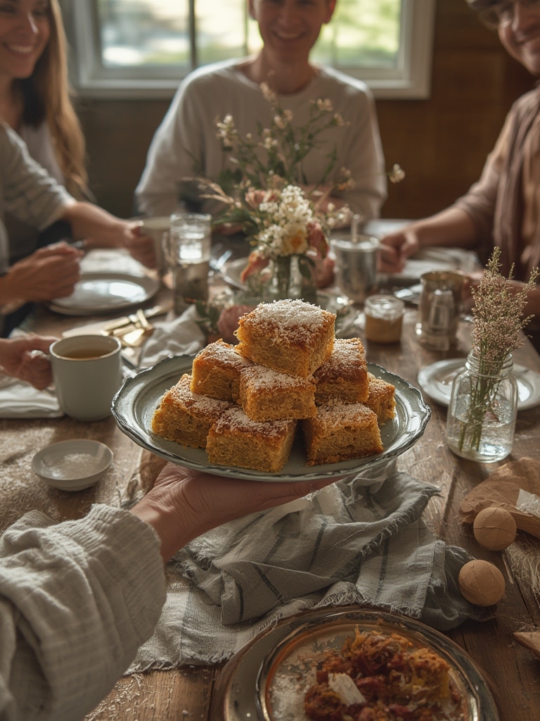 coated cake squares from australia - serving suggestion