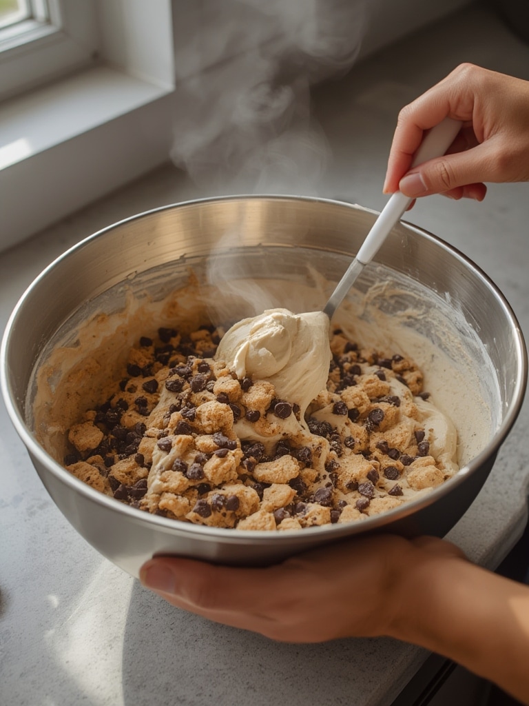 costco chocolate chip cookie bar cake - cooking process