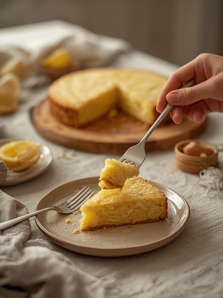 vegan lemon cake - serving suggestion