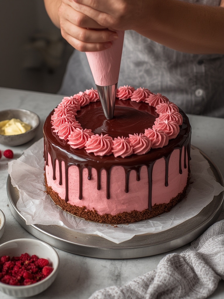 sugar and sparrow raspberry chocolate cake - cooking process