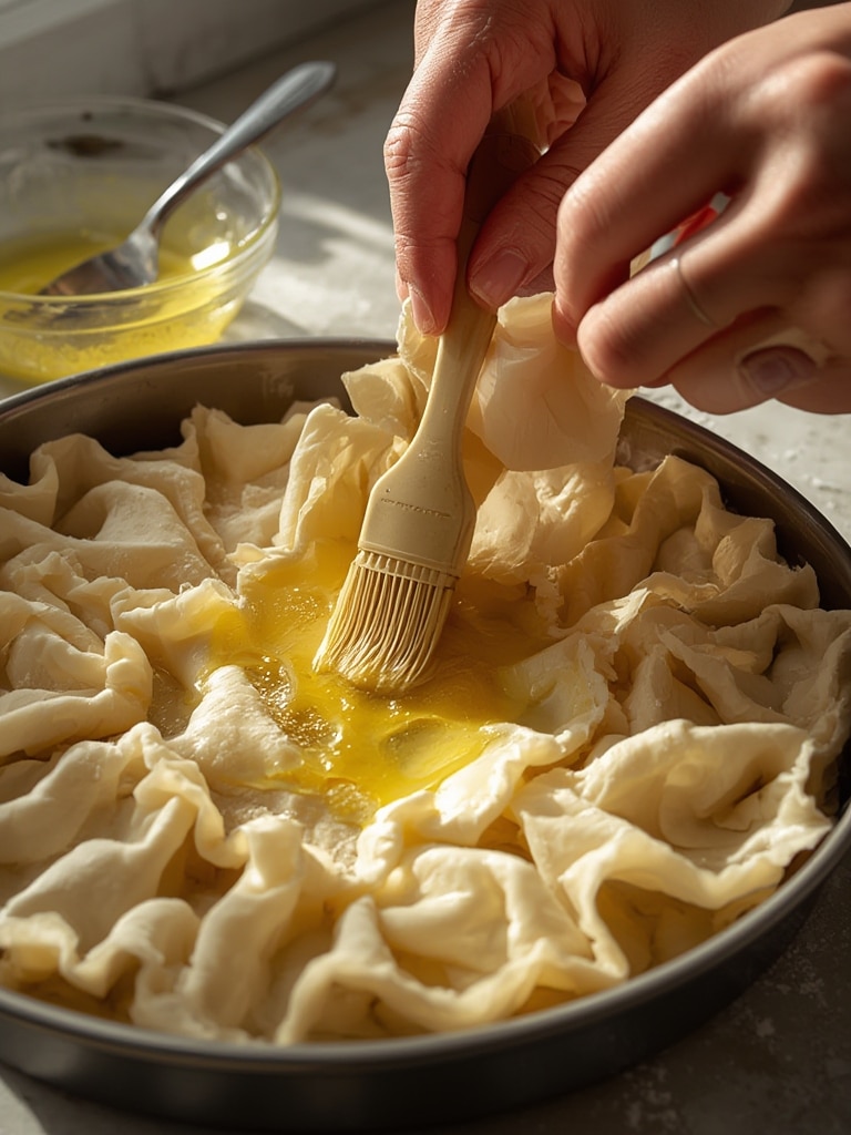Crinkle Phyllo Cake - cooking process