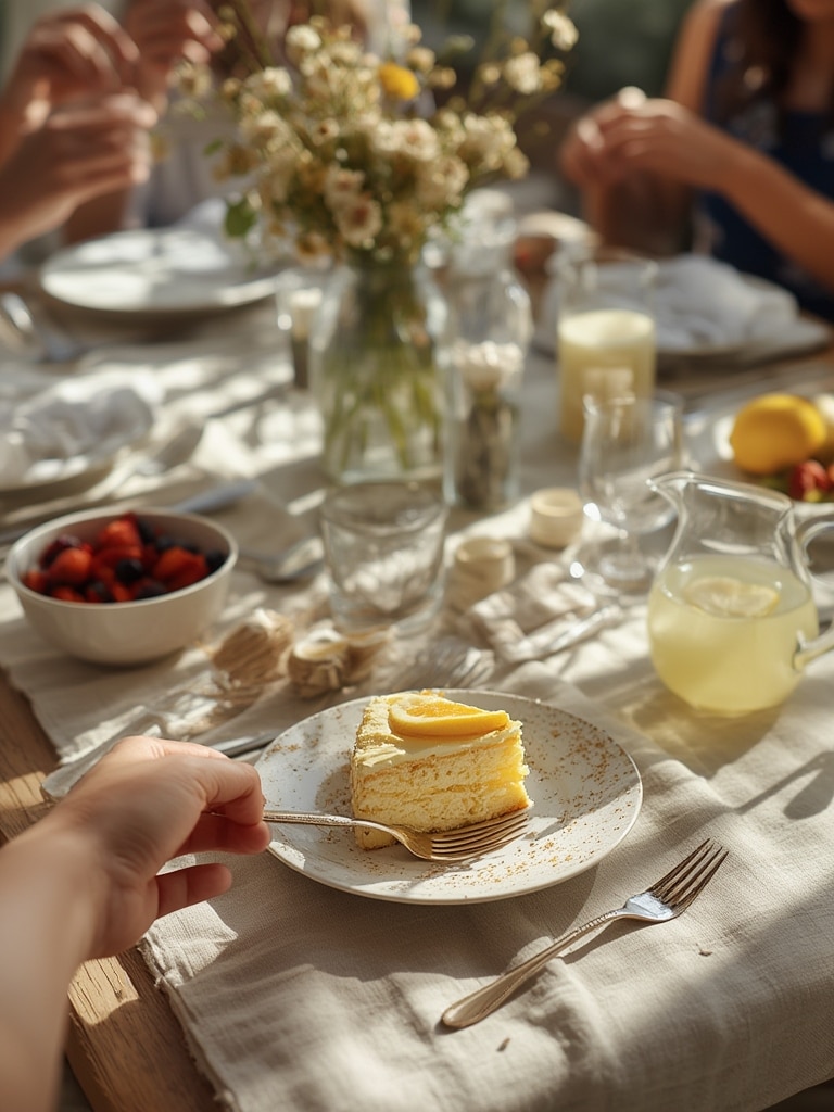 Lemon Chiffon Cake - serving suggestion