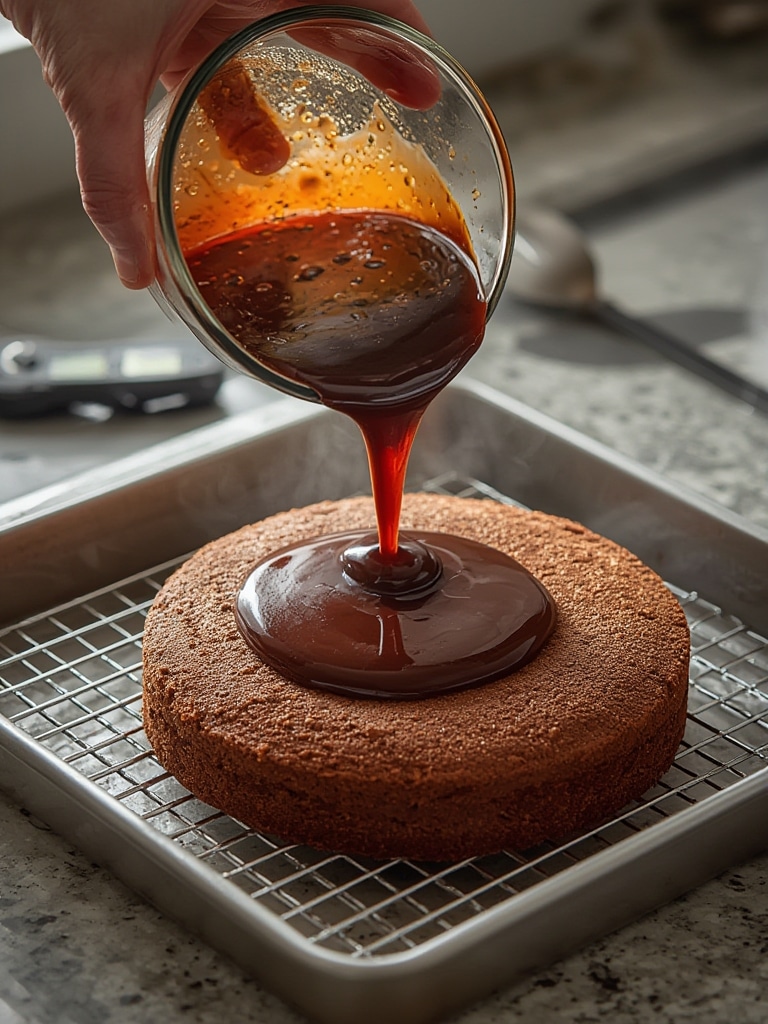 decadent chocolate ganache cake - cooking process