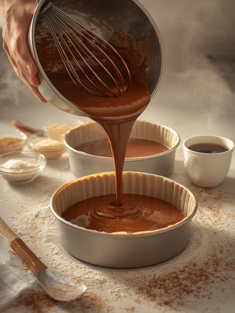 double chocolate layer cake - cooking process