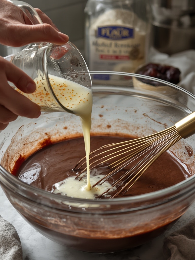 dubai chocolate bundt cake - cooking process