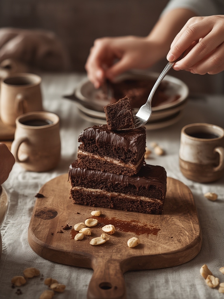 fudgy hazelnut chocolate cake