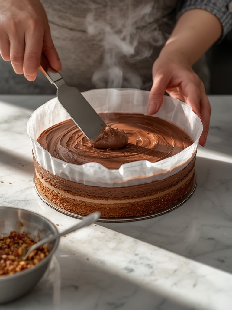 hazelnut chocolate cake - cooking process