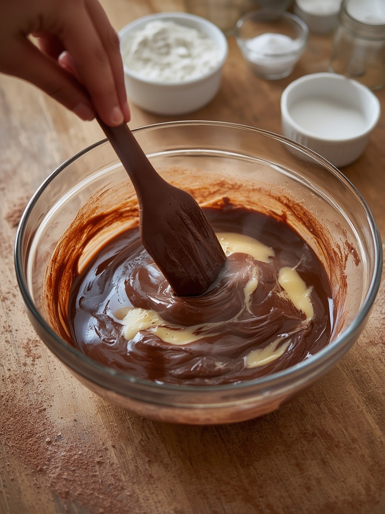 homemade chocolate lava cake - cooking process