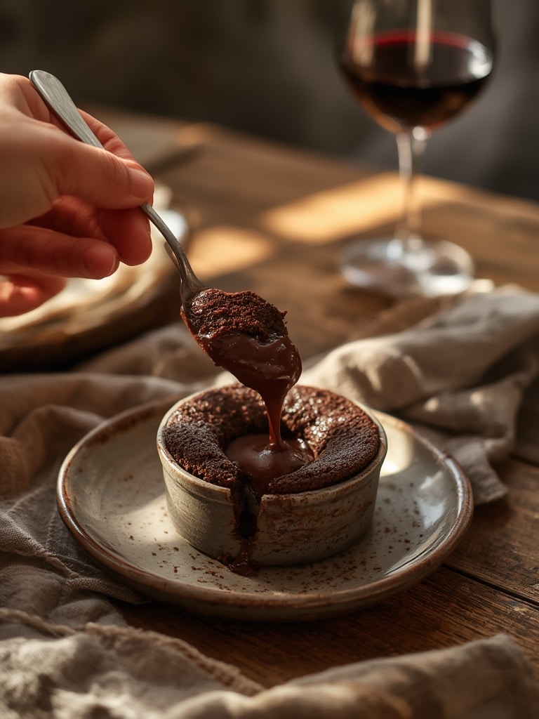 homemade chocolate lava cake - serving suggestion