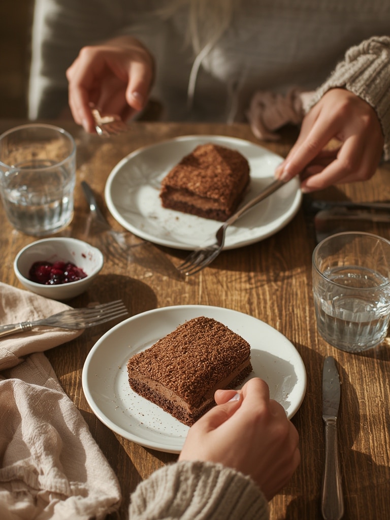 Kataifi Chocolate Cake: Easy 1-Hour 45-Minute Recipe For Impressing Dinner Guests 4 kataifi chocolate cake - serving suggestion