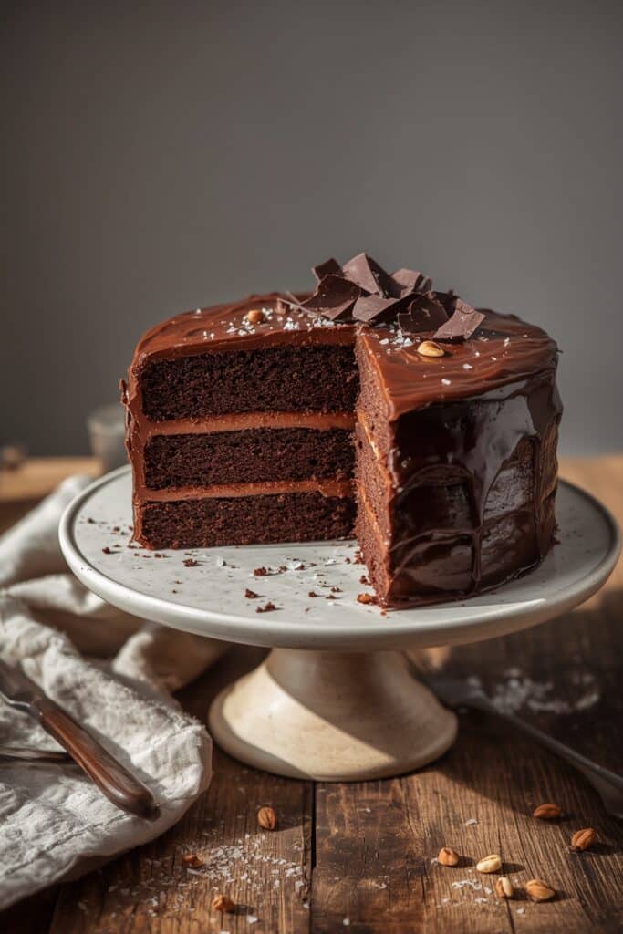 layered chocolate fudge cake