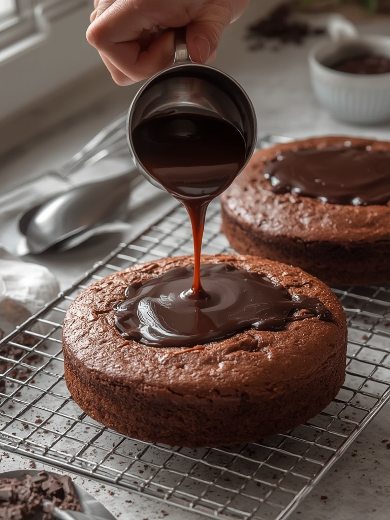 moist chocolate fudge cake - cooking process