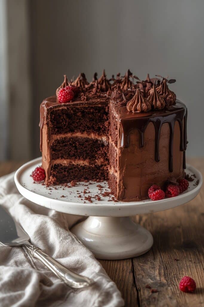 moist triple chocolate layer cake