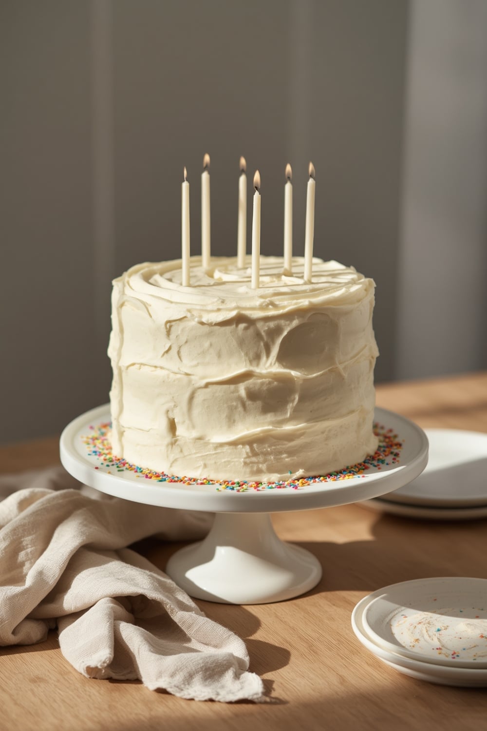 moist vanilla birthday cake - finished dish presentation