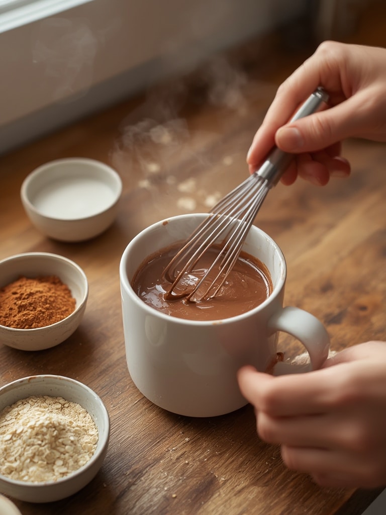 vegan protein mug cake - cooking process