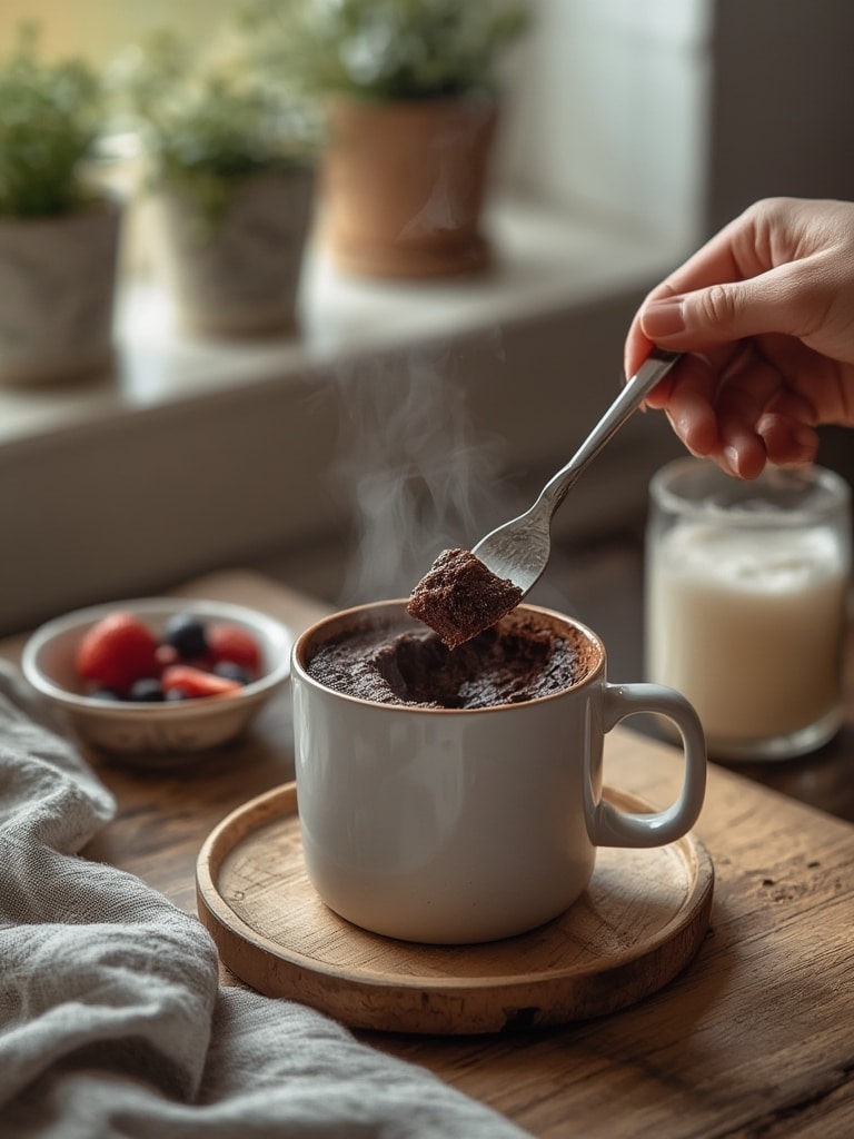 vegan protein mug cake - serving suggestion