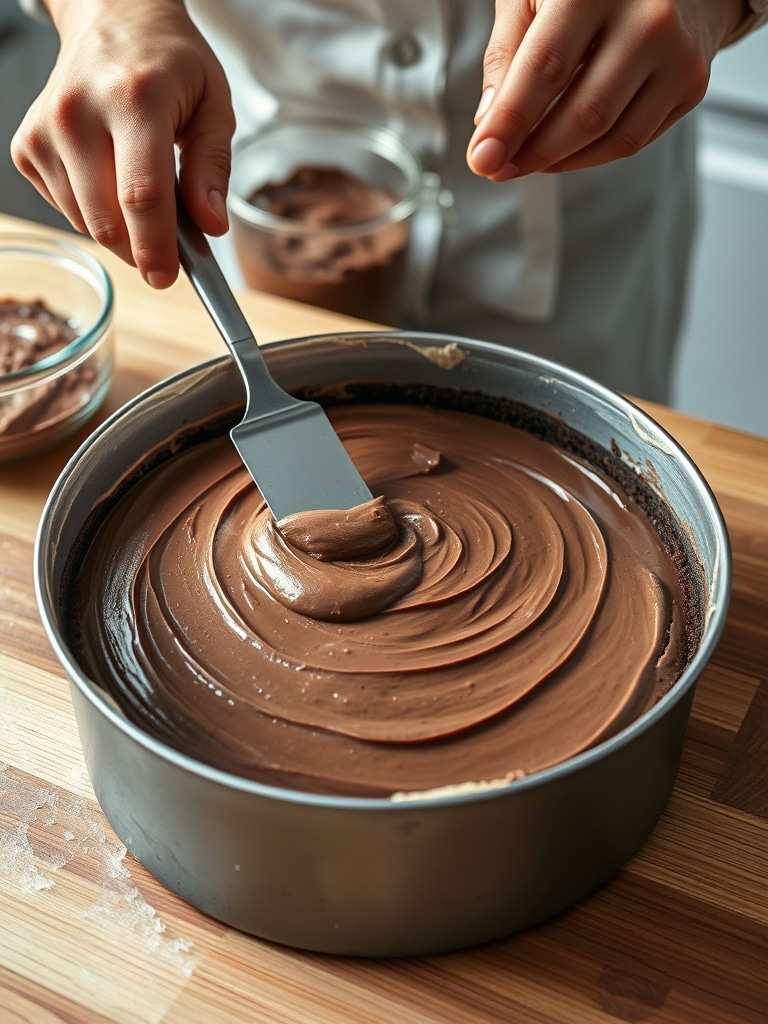 chocolate ice cream cake - cooking process