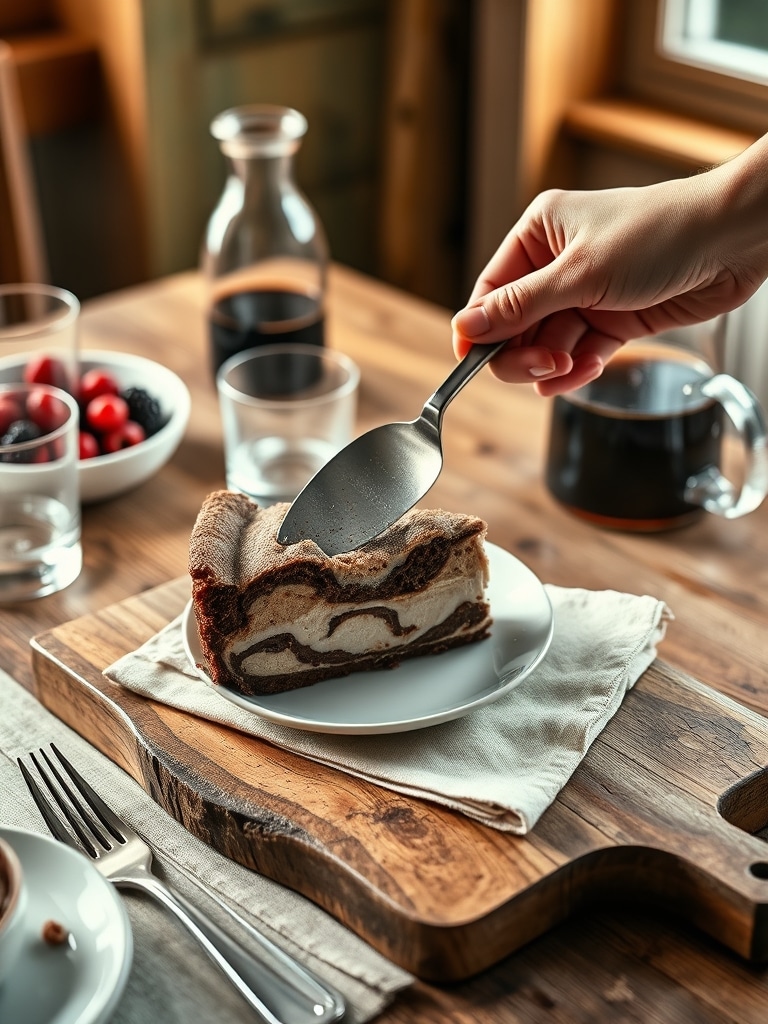 chocolate ice cream cake - serving suggestion