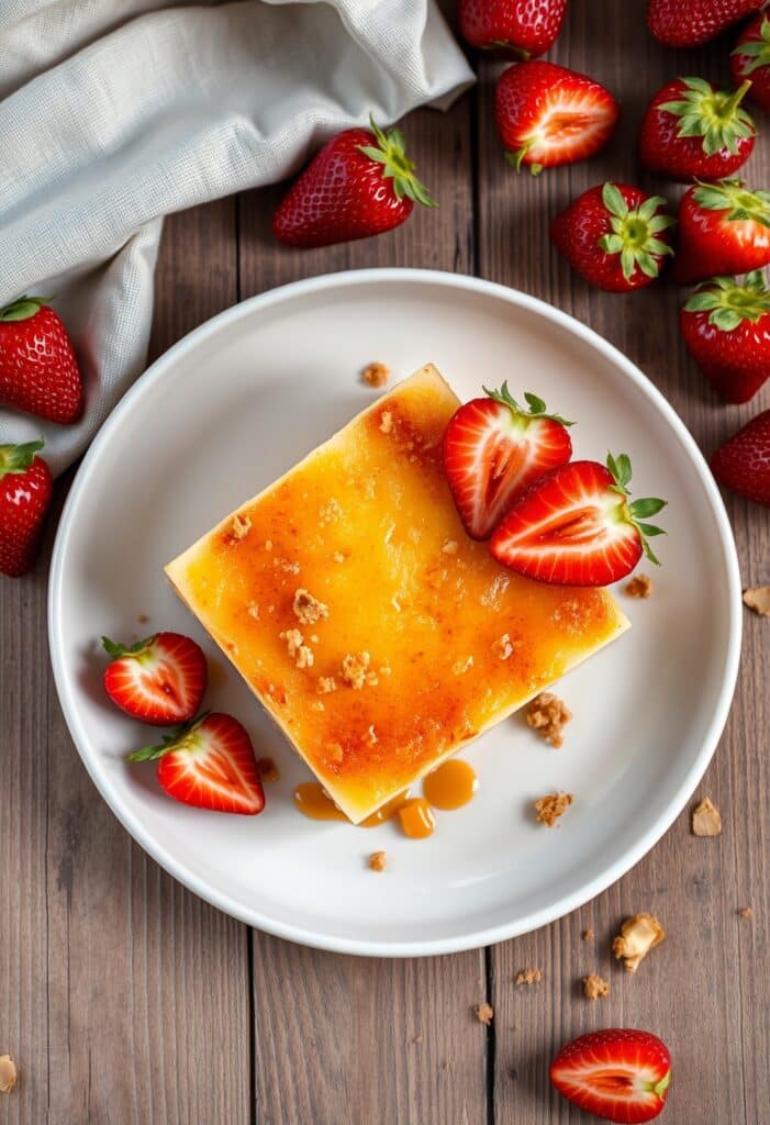 creme brulee strawberry cake