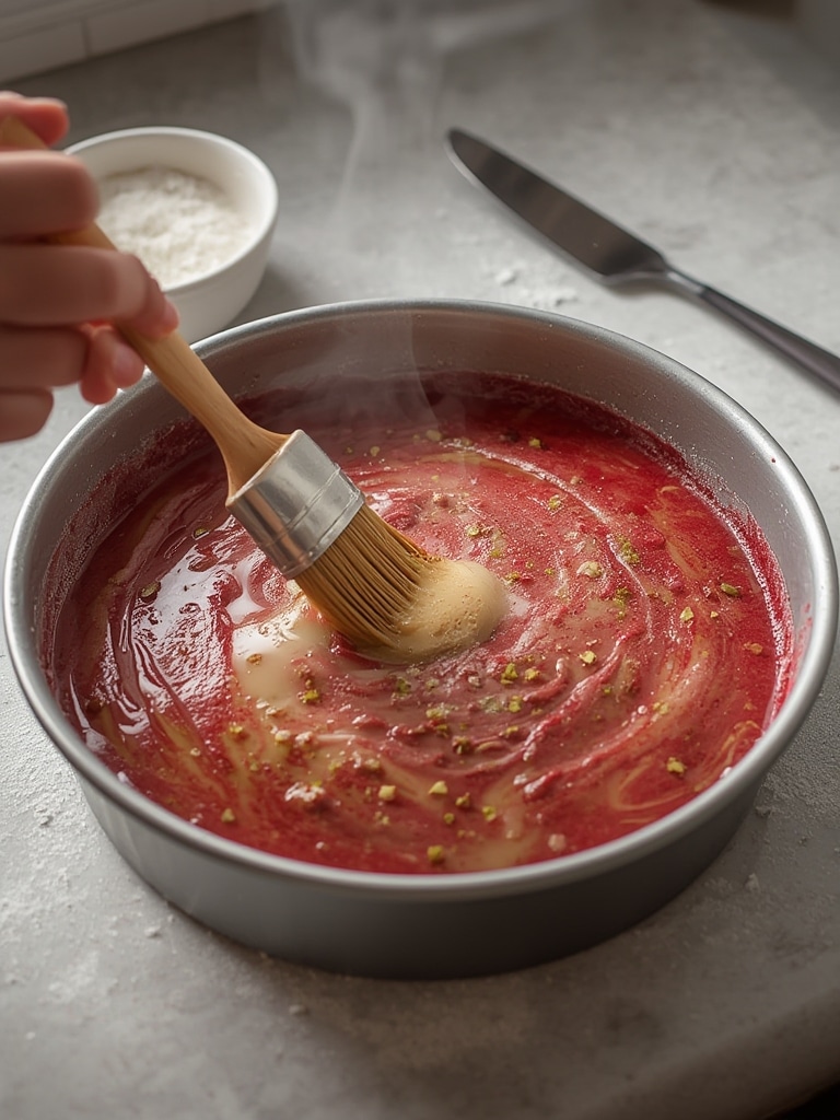 gluten free red velvet cake mix - cooking process