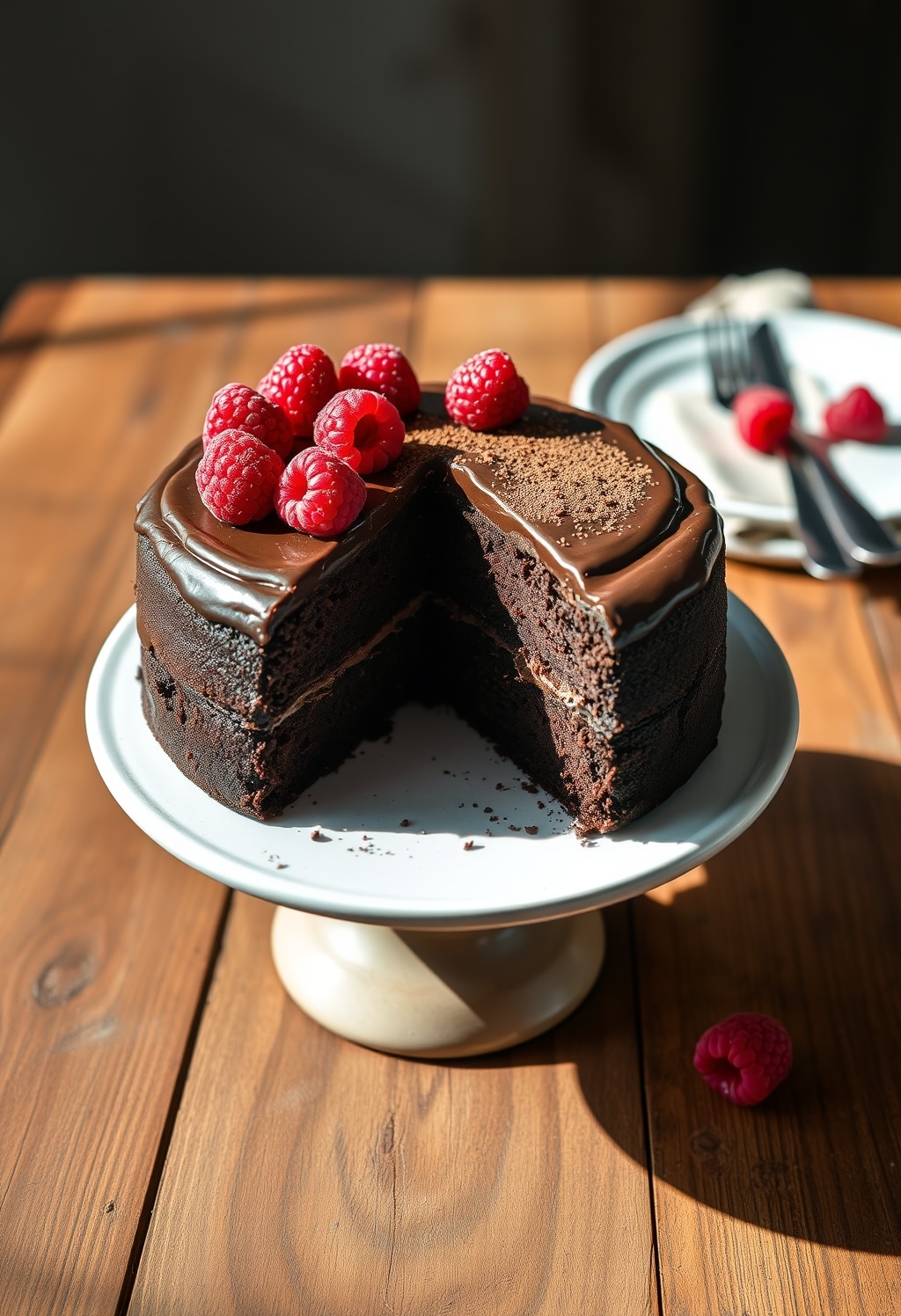 healthy chocolate cake - finished dish presentation