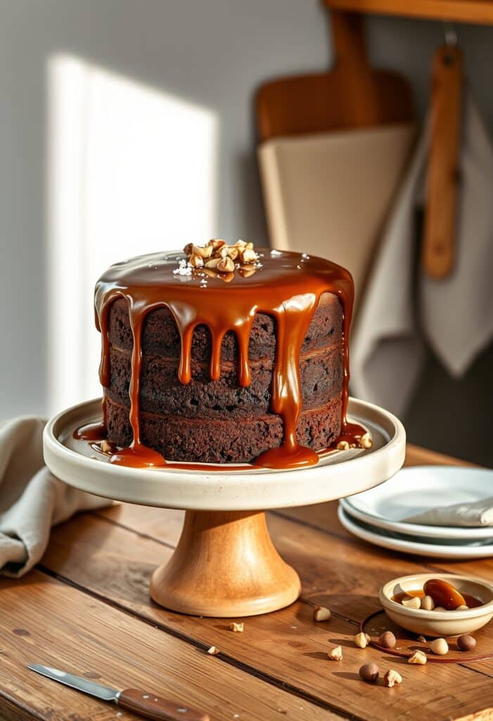 miso caramel chocolate cake
