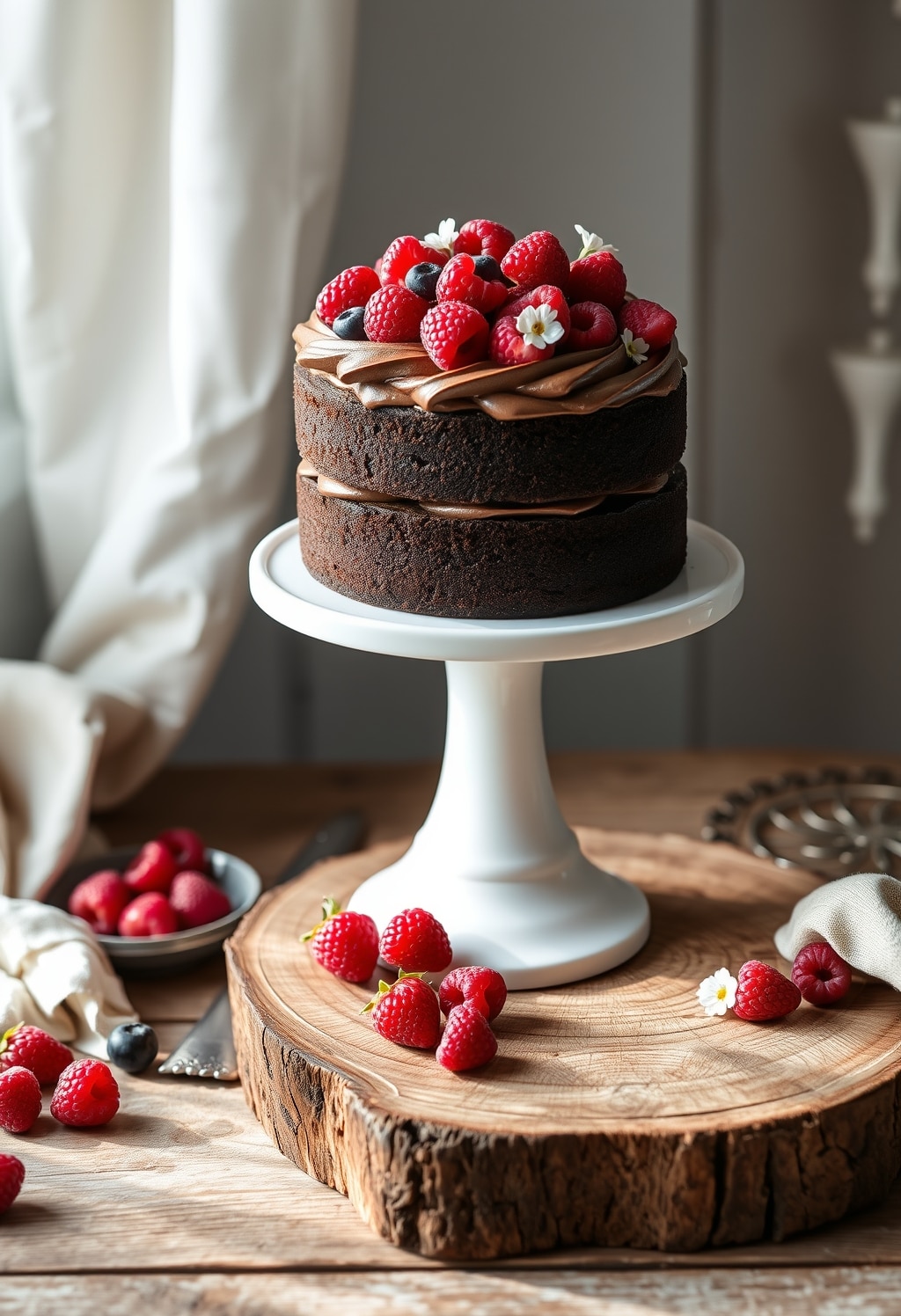 naked chocolate cake - finished dish presentation