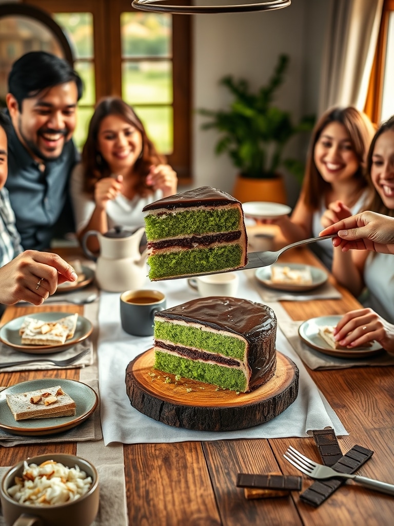 pandan chocolate cake