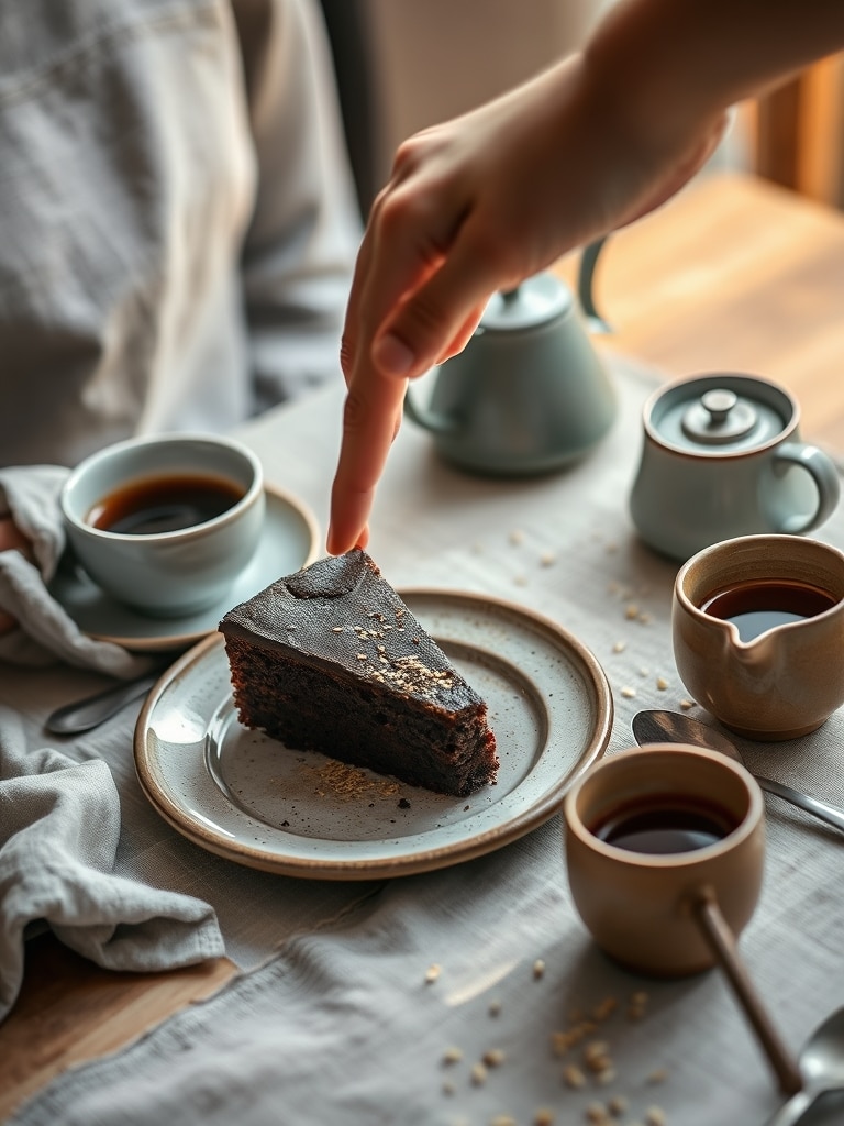 tahini chocolate cake - serving suggestion