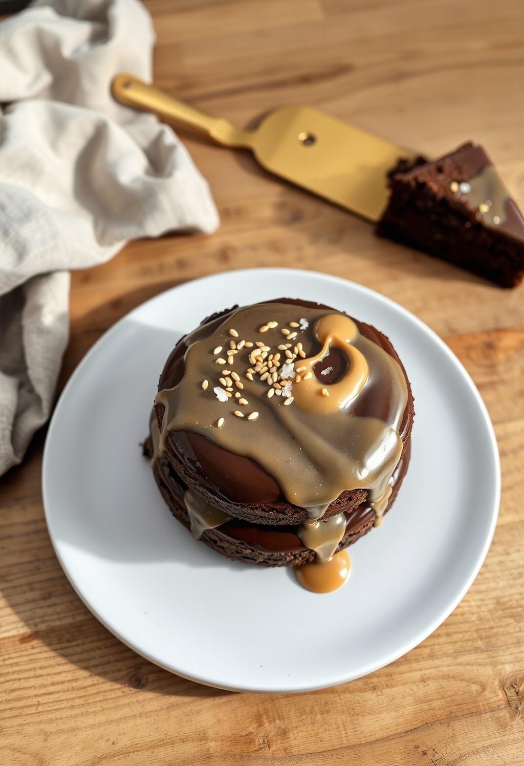 tahini chocolate cake - finished dish presentation