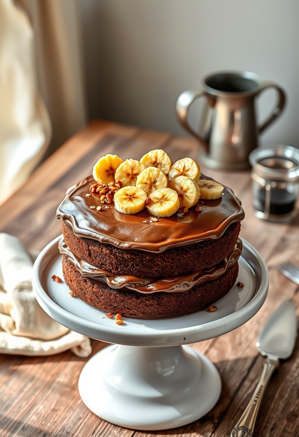 Chocolate Caramelized Banana Cake: The Best 65-Minute Recipe For Cozy Family Celebrations 8 chocolate caramelized banana cake - finished dish presentation