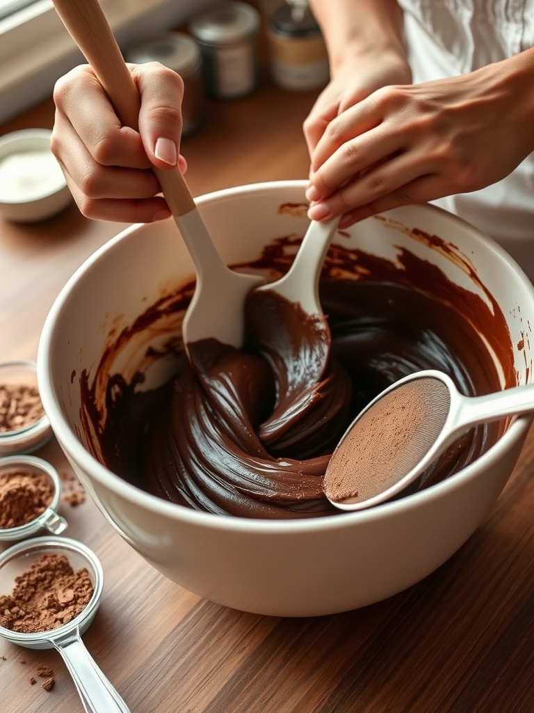 chocolate protein cake - cooking process