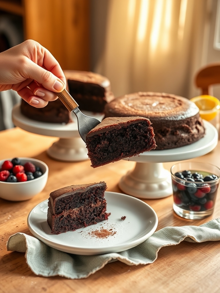 low fat chocolate cake - serving suggestion