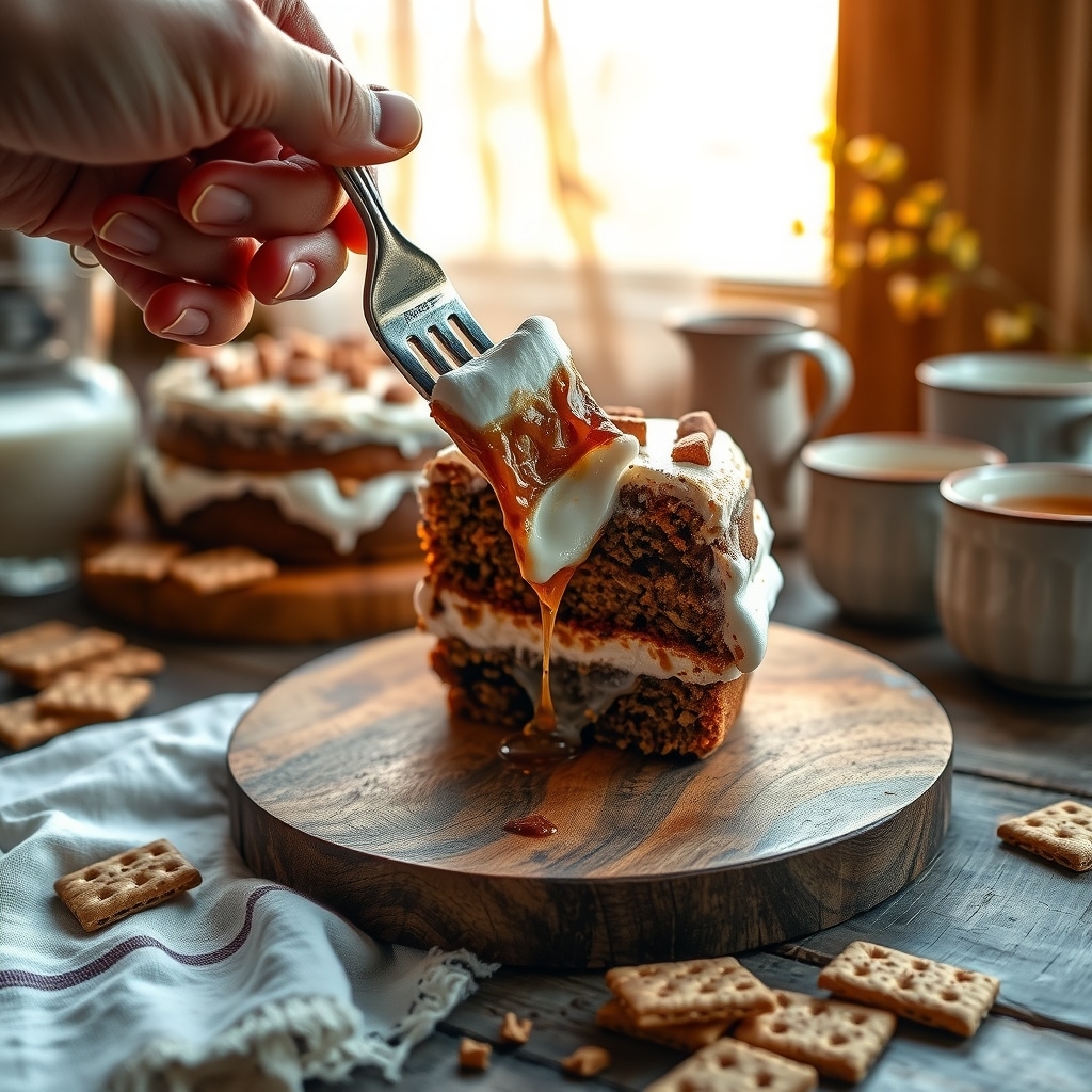 smores cake recipe - serving suggestion