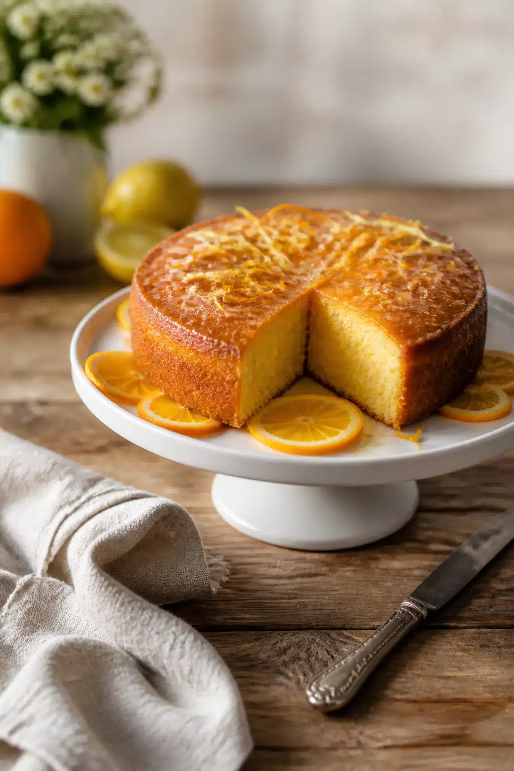 olive oil cake recipe - finished dish presentation