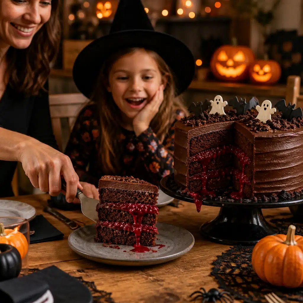 Halloween Cake Recipe - serving suggestion