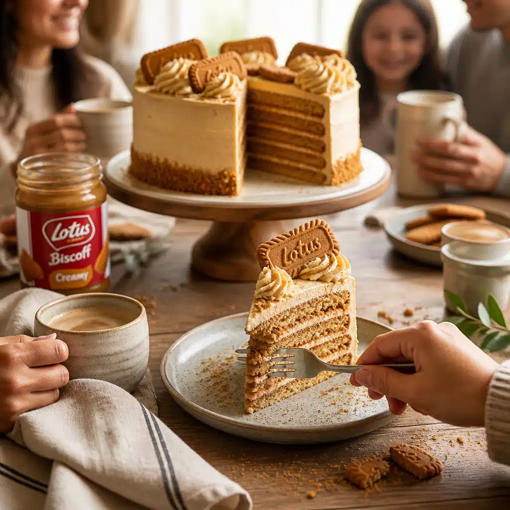 Biscoff Cake Recipe: Easy Homemade 90-Minute Recipe For Cozy Gatherings 5 biscoff cake recipe - serving suggestion