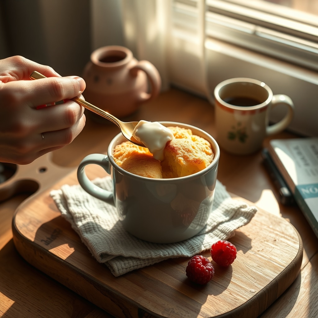 Vanilla Mug Cake Recipe: Delicious 5-Minute Recipe Perfect For One 6 vanilla mug cake recipe - serving suggestion