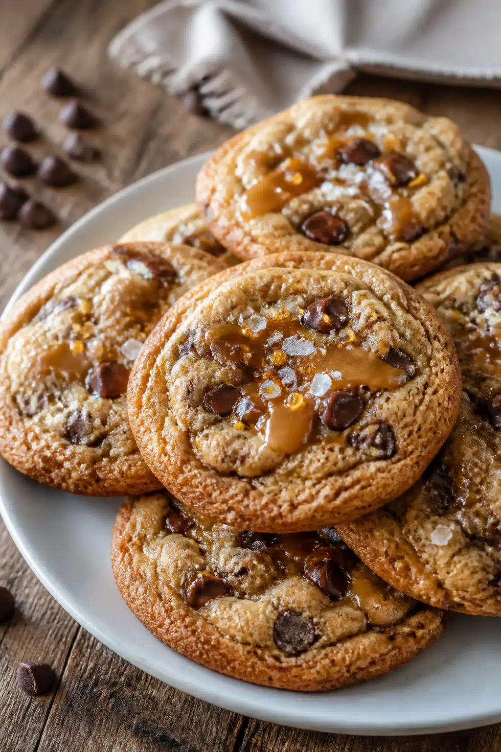 Salted Caramel Chocolate Chip Cookies: Delicious 45-Minute Recipe For Busy Weeknights 3 Salted Caramel Chocolate Chip Cookies - finished dish presentation