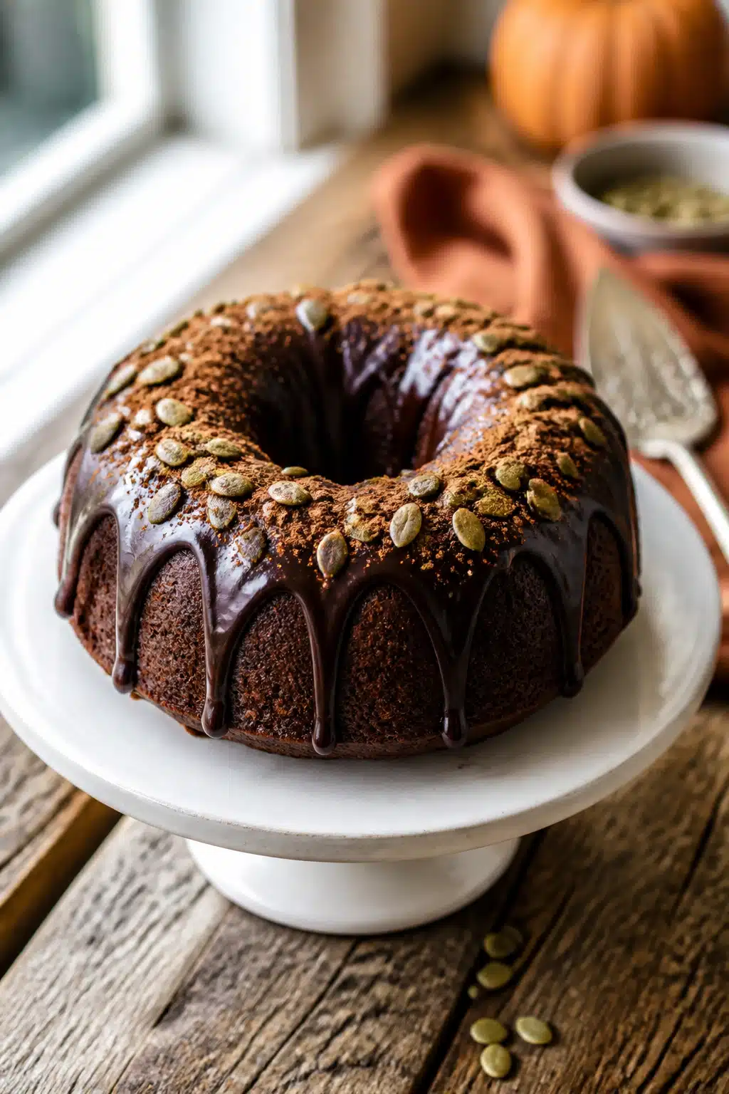 Chocolate Pumpkin Bundt Cake: Delicious 20-Minute Recipe for Fall Gatherings 2 Chocolate Pumpkin Bundt Cake - finished dish presentation