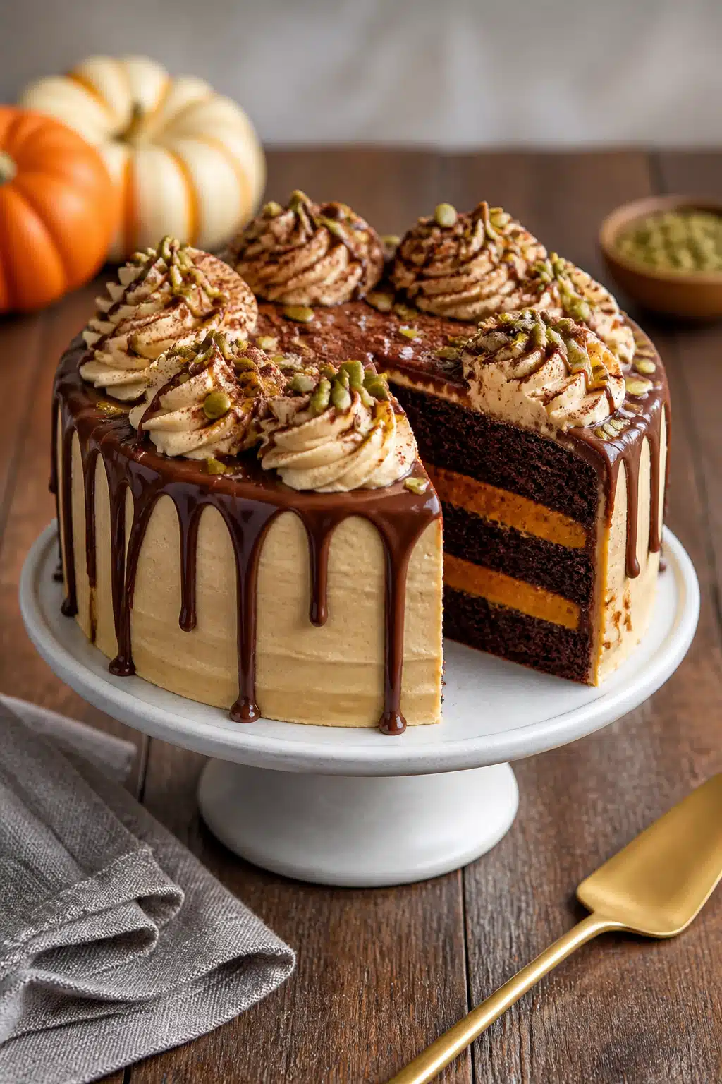 Pumpkin Espresso Chocolate Cake: Delicious 1-Hour Recipe For Cozy Fall Gatherings 2 Pumpkin Espresso Chocolate Cake - finished dish presentation
