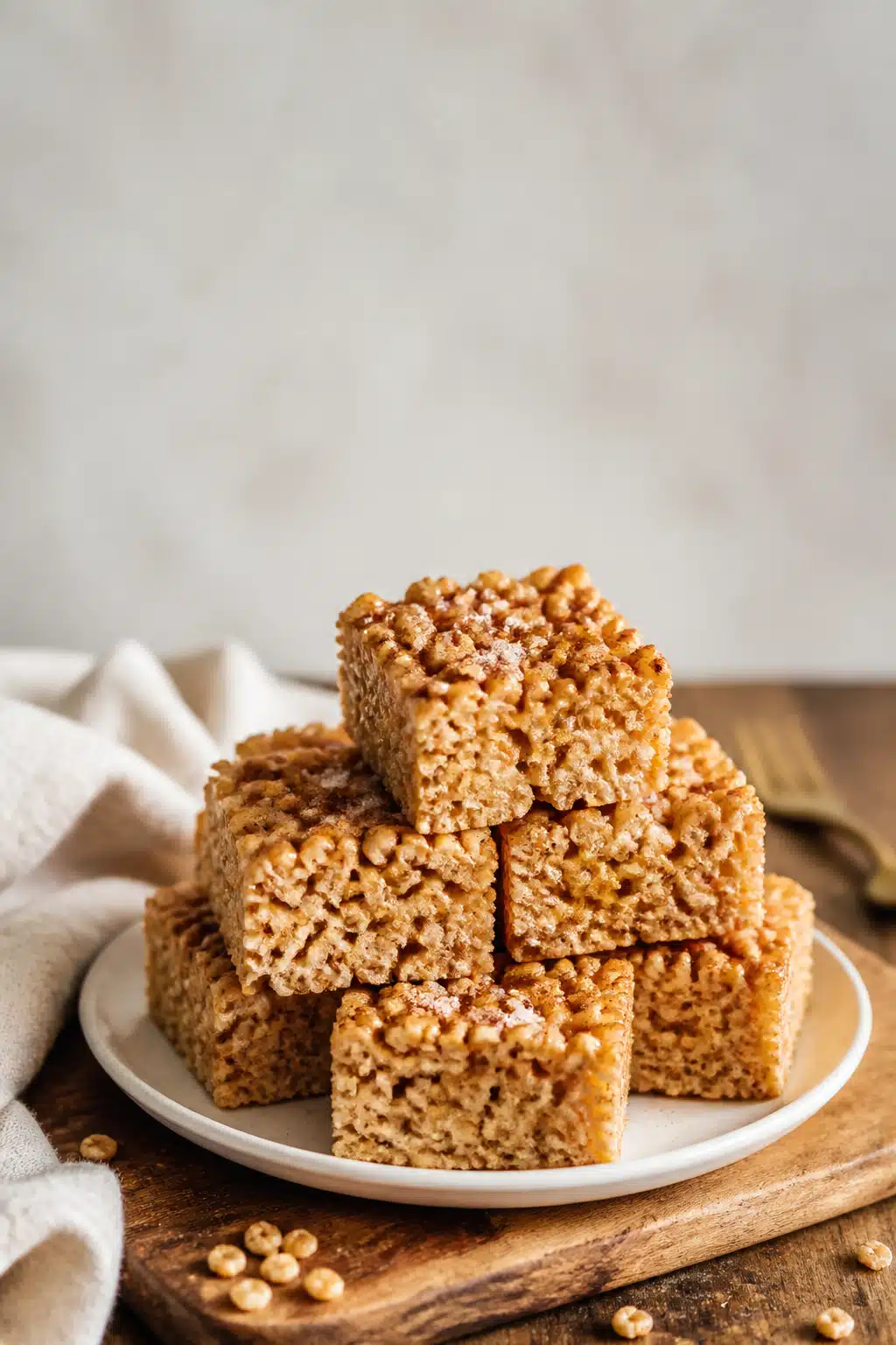 Maple Cinnamon Rice Krispie Treats - finished dish presentation