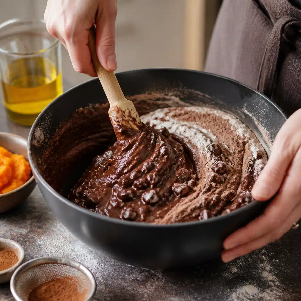 Pumpkin Chocolate Cake - cooking process