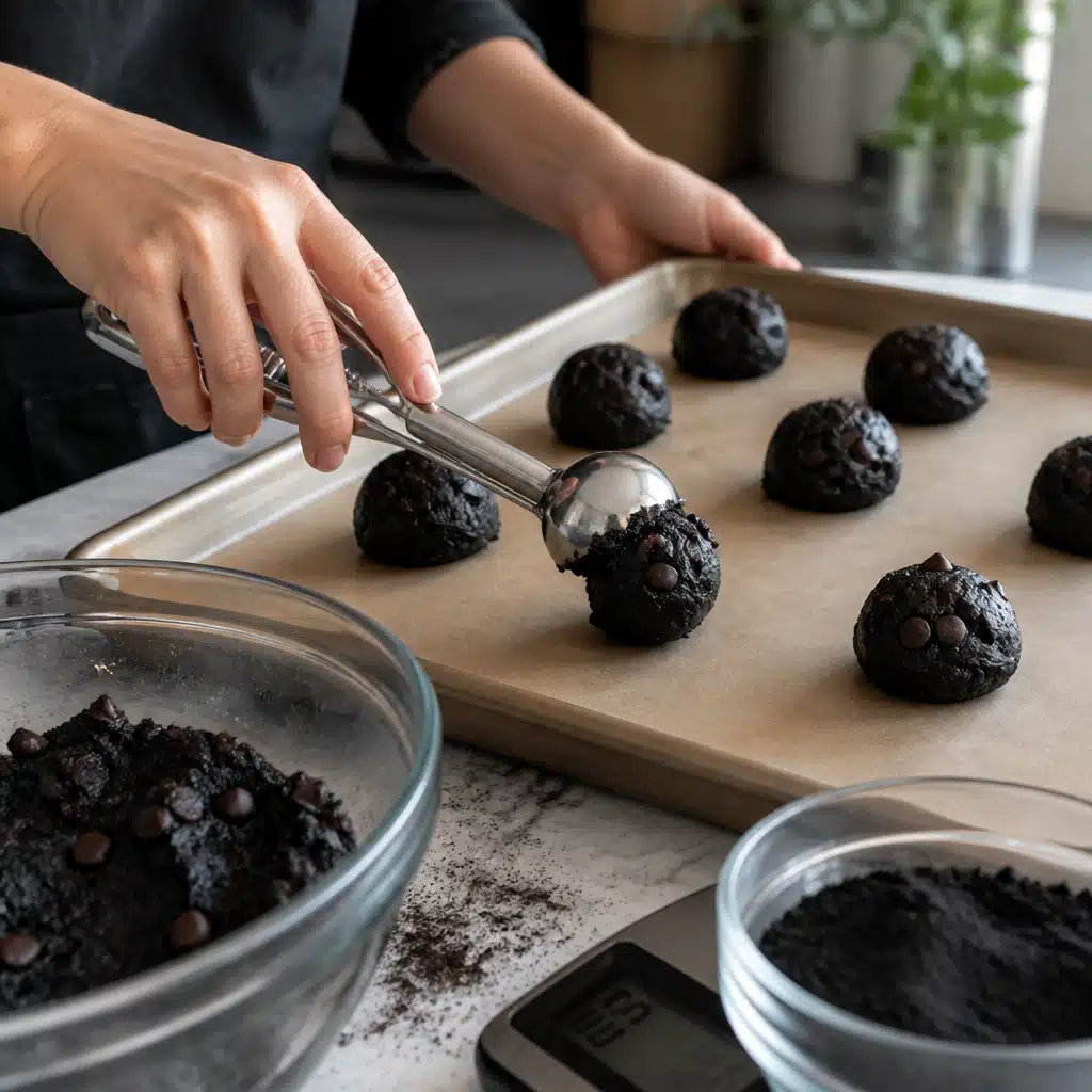 Black Cocoa Halloween Cookies - cooking process