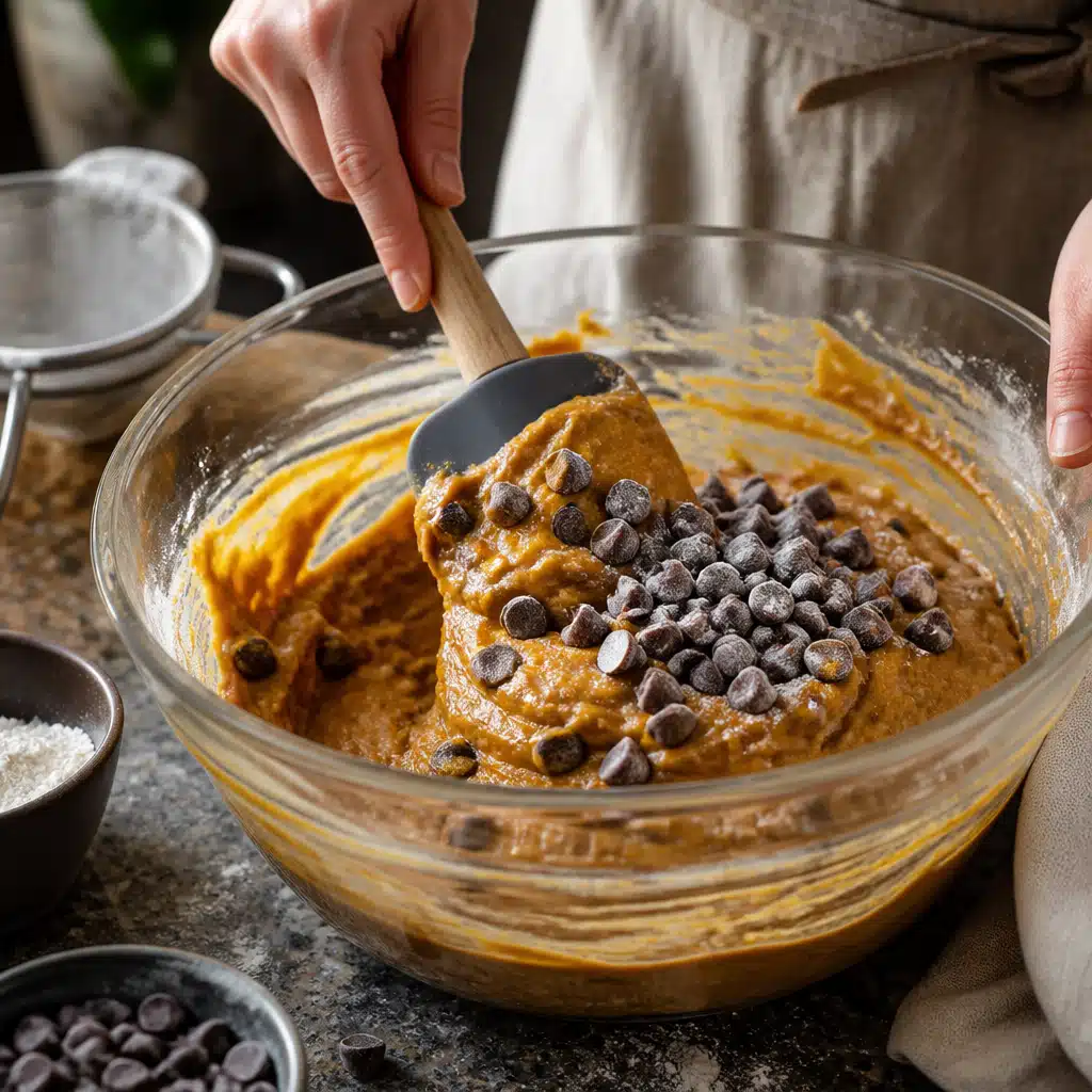 Pumpkin Chocolate Chip Muffins - cooking process