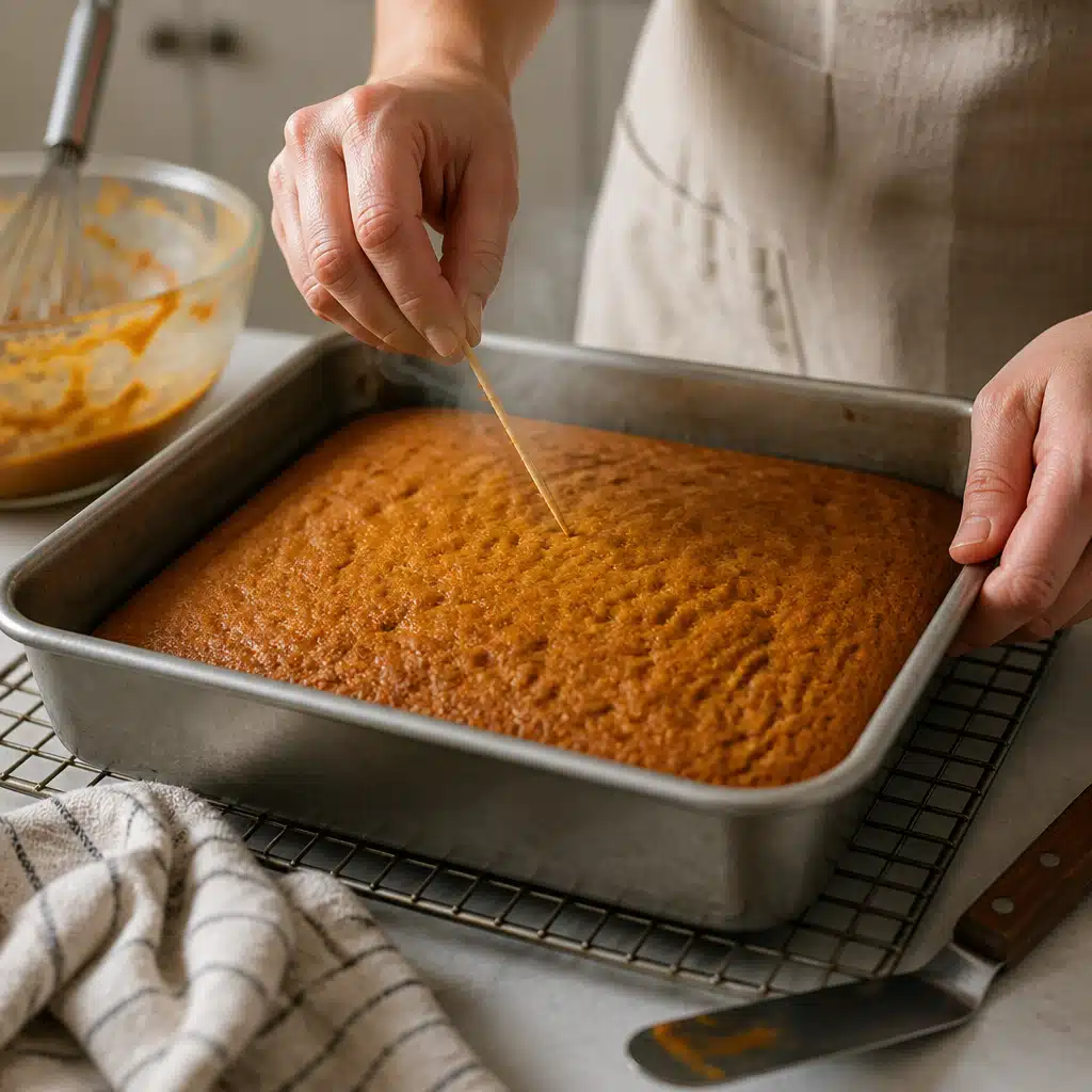 Pumpkin Cake Bars With Cream Cheese Frosting - cooking process