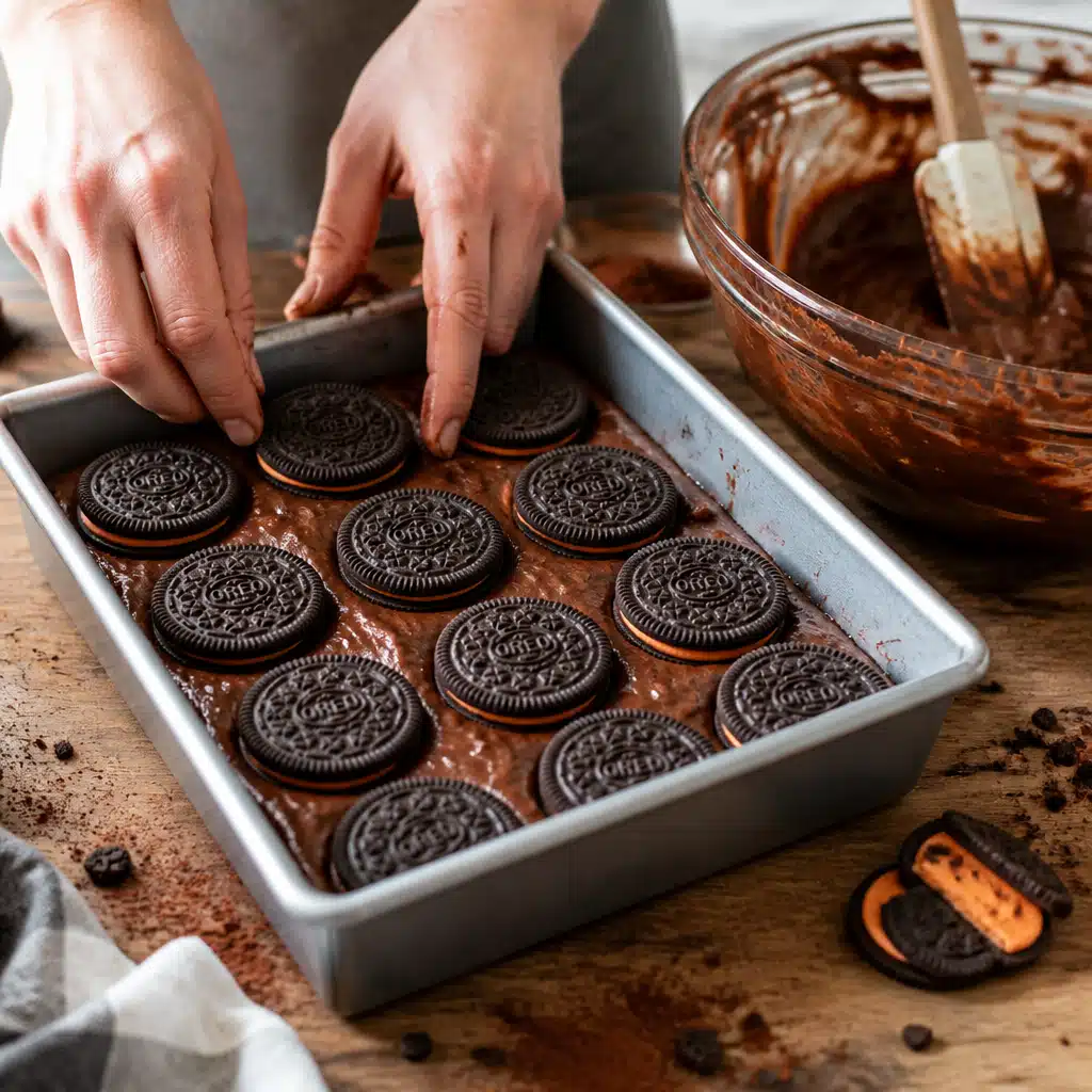 Halloween Oreo Brownies - cooking process