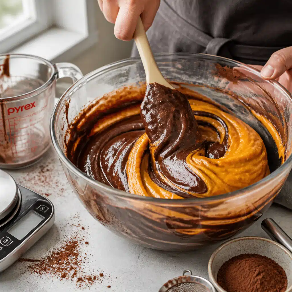 Pumpkin Brownies - cooking process