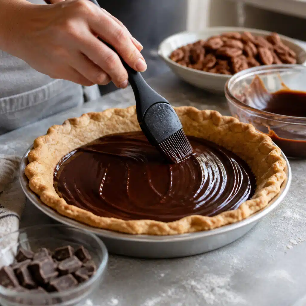 Chocolate Pecan Pie: Easy 50-Minute Recipe for Holiday Entertaining 3 Chocolate Pecan Pie - cooking process