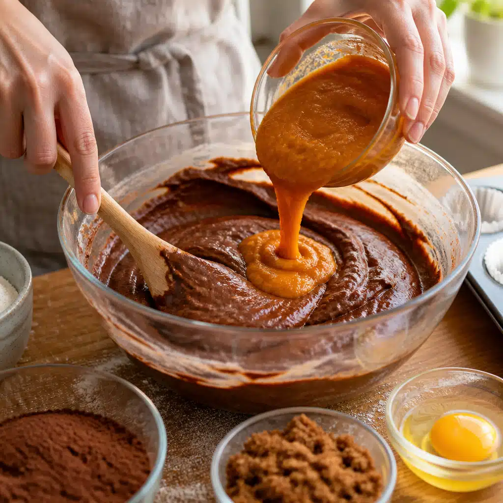 Chocolate Pumpkin Cupcakes - cooking process
